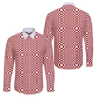 Red White Filipino Binakol Motifs Family Matching Mermaid Dress and Hawaiian Shirt Mabuhay Philippines Festival Kusikus Pattern LT14 Dad's Shirt - Long Sleeve Red - Polynesian Pride