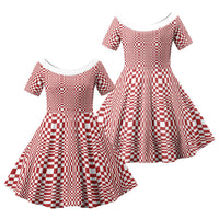 Red White Filipino Binakol Motifs Family Matching Mermaid Dress and Hawaiian Shirt Mabuhay Philippines Festival Kusikus Pattern LT14 Daughter's Dress Red - Polynesian Pride