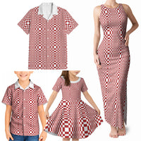 Red White Filipino Binakol Motifs Family Matching Tank Maxi Dress and Hawaiian Shirt Mabuhay Philippines Festival Kusikus Pattern LT14 - Polynesian Pride