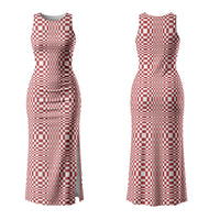 Red White Filipino Binakol Motifs Family Matching Tank Maxi Dress and Hawaiian Shirt Mabuhay Philippines Festival Kusikus Pattern LT14 Mom's Dress Red - Polynesian Pride