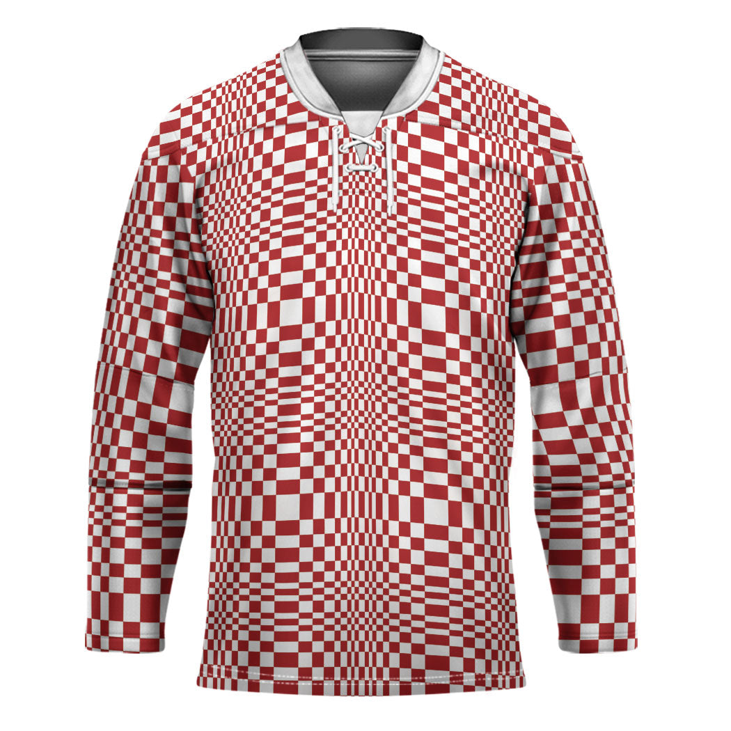 Red White Filipino Binakol Motifs Hockey Jersey Mabuhay Philippines Festival Kusikus Pattern LT14 Unisex Red - Polynesian Pride