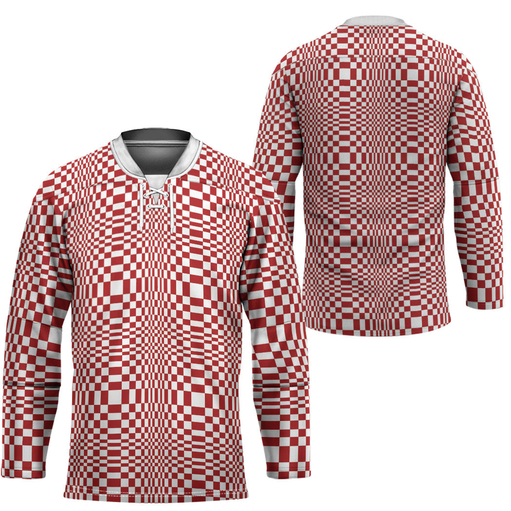 Red White Filipino Binakol Motifs Hockey Jersey Mabuhay Philippines Festival Kusikus Pattern LT14 - Polynesian Pride