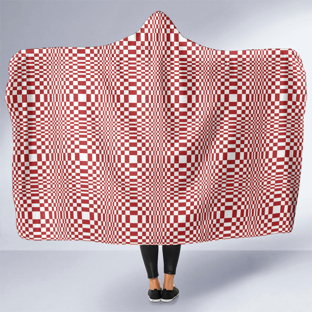 Red White Filipino Binakol Motifs Hooded Blanket Mabuhay Philippines Festival Kusikus Pattern LT14 One Size Red - Polynesian Pride