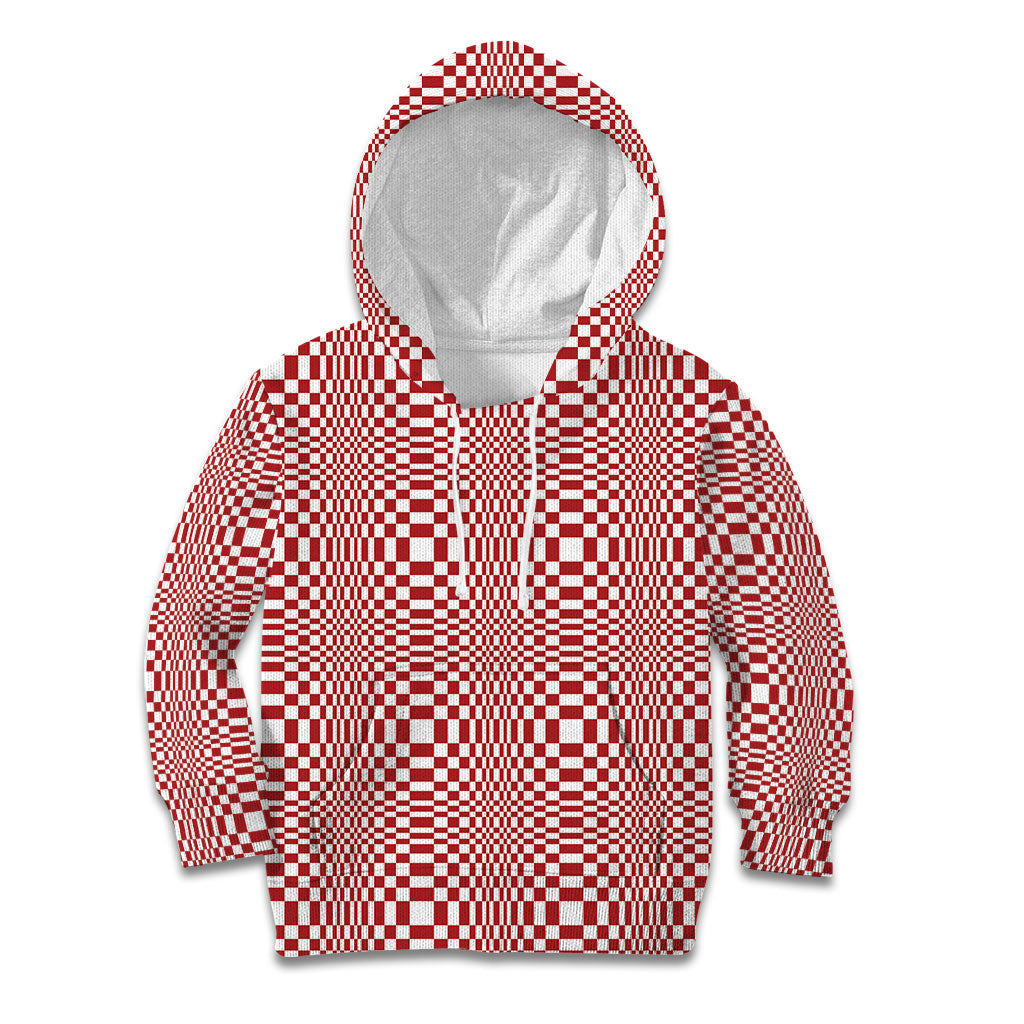 Red White Filipino Binakol Motifs Kid Hoodie Mabuhay Philippines Festival Kusikus Pattern LT14 Hoodie Red - Polynesian Pride