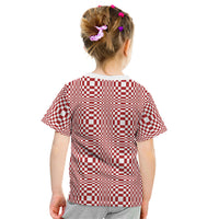 Red White Filipino Binakol Motifs Kid T Shirt Mabuhay Philippines Festival Kusikus Pattern LT14 - Polynesian Pride