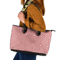Red White Filipino Binakol Motifs Leather Tote Bag Mabuhay Philippines Festival Kusikus Pattern LT14 Red - Polynesian Pride