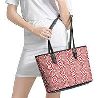 Red White Filipino Binakol Motifs Leather Tote Bag Mabuhay Philippines Festival Kusikus Pattern LT14 - Polynesian Pride