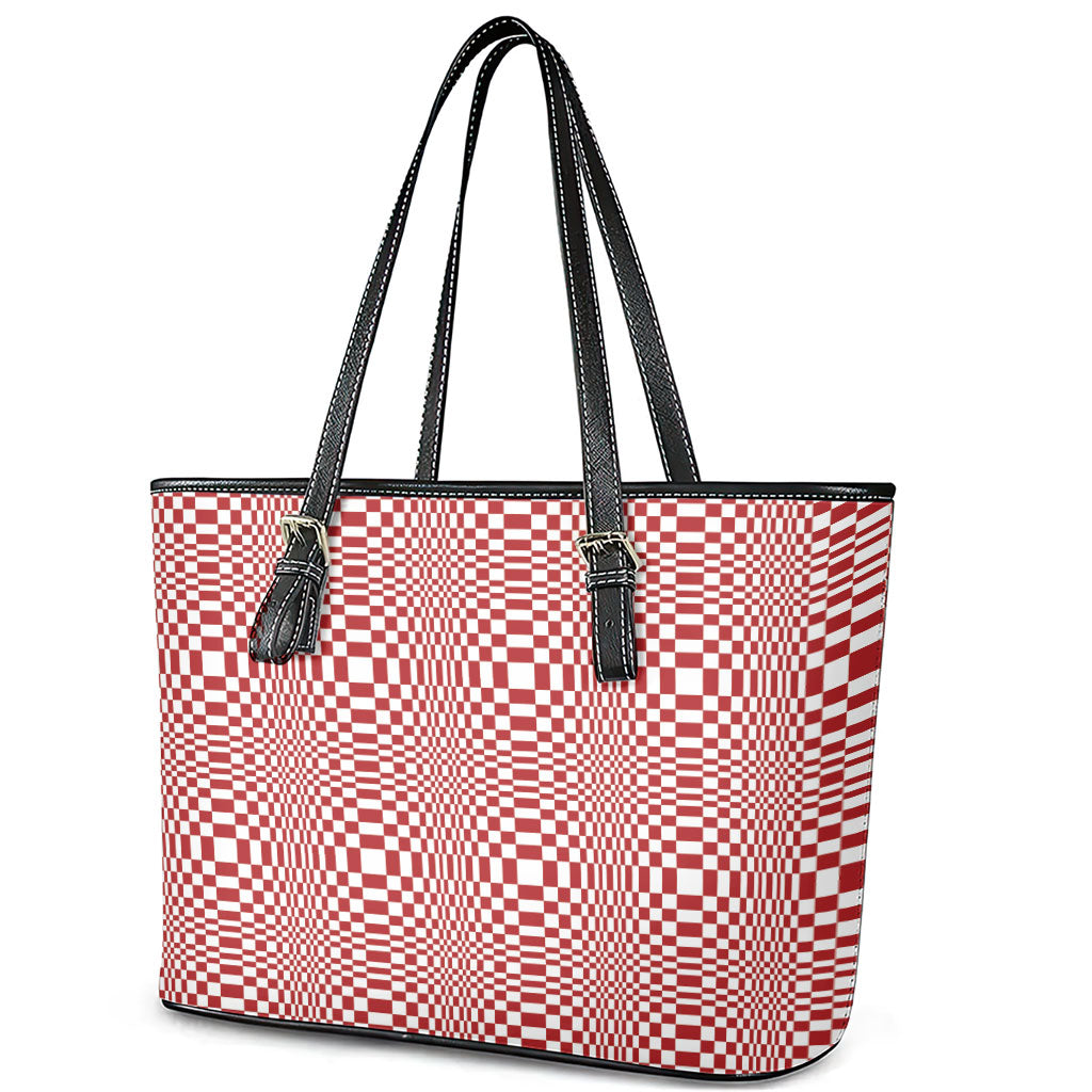 Red White Filipino Binakol Motifs Leather Tote Bag Mabuhay Philippines Festival Kusikus Pattern LT14 - Polynesian Pride