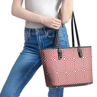 Red White Filipino Binakol Motifs Leather Tote Bag Mabuhay Philippines Festival Kusikus Pattern LT14 - Polynesian Pride