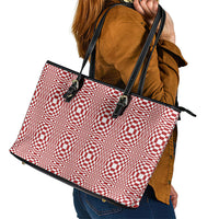 Red White Filipino Binakol Motifs Leather Tote Bag Mabuhay Philippines Festival Kusikus Pattern LT14 - Polynesian Pride
