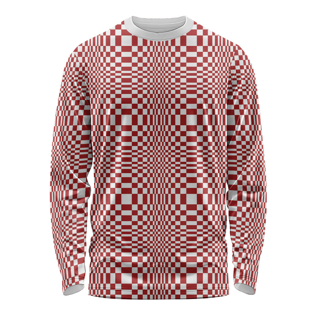 Red White Filipino Binakol Motifs Long Sleeve Shirt Mabuhay Philippines Festival Kusikus Pattern