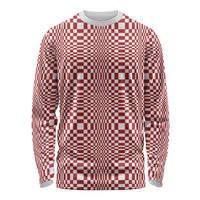 Red White Filipino Binakol Motifs Long Sleeve Shirt Mabuhay Philippines Festival Kusikus Pattern LT14 Unisex Red - Polynesian Pride