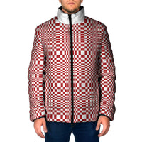 Red White Filipino Binakol Motifs Padded Jacket Mabuhay Philippines Festival Kusikus Pattern LT14 Men Red - Polynesian Pride