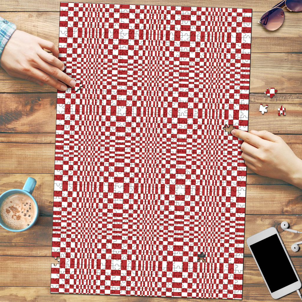 Red White Filipino Binakol Motifs Puzzle Mabuhay Philippines Festival Kusikus Pattern LT14 Red - Polynesian Pride