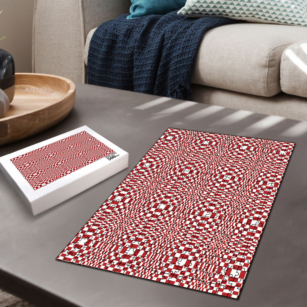 Red White Filipino Binakol Motifs Puzzle Mabuhay Philippines Festival Kusikus Pattern LT14 - Polynesian Pride
