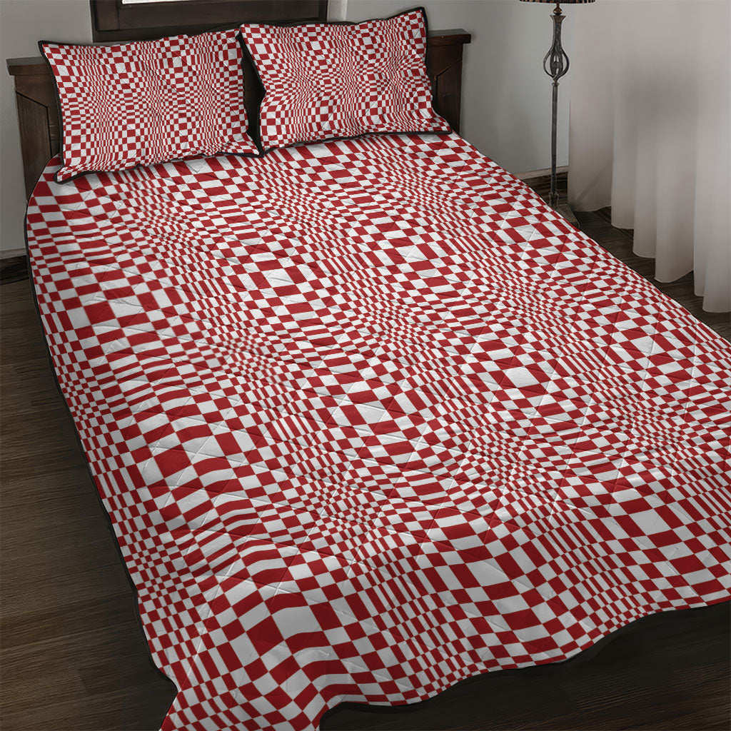 Red White Filipino Binakol Motifs Quilt Bed Set Mabuhay Philippines Festival Kusikus Pattern