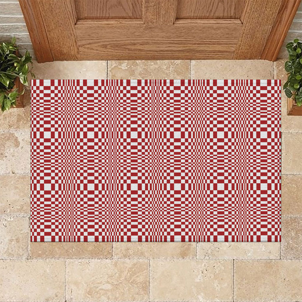 Red White Filipino Binakol Motifs Rubber Doormat Mabuhay Philippines Festival Kusikus Pattern LT14 Red - Polynesian Pride