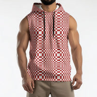 Red White Filipino Binakol Motifs Sleeveless Hoodie Mabuhay Philippines Festival Kusikus Pattern LT14 - Polynesian Pride