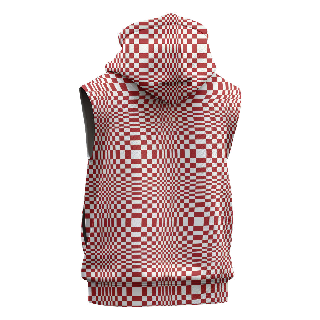 Red White Filipino Binakol Motifs Sleeveless Zip Hoodie Mabuhay Philippines Festival Kusikus Pattern LT14 - Polynesian Pride