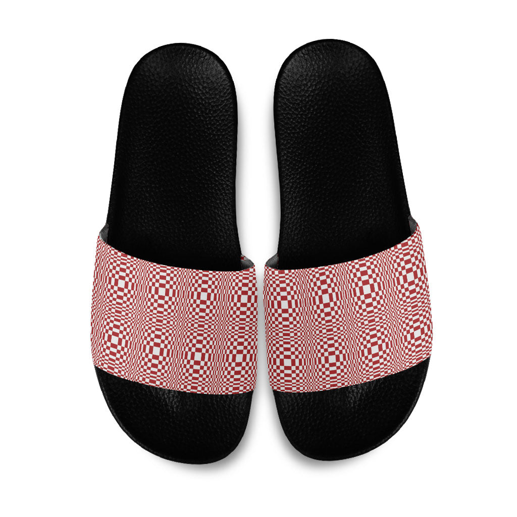 Red White Filipino Binakol Motifs Slide Sandals Mabuhay Philippines Festival Kusikus Pattern