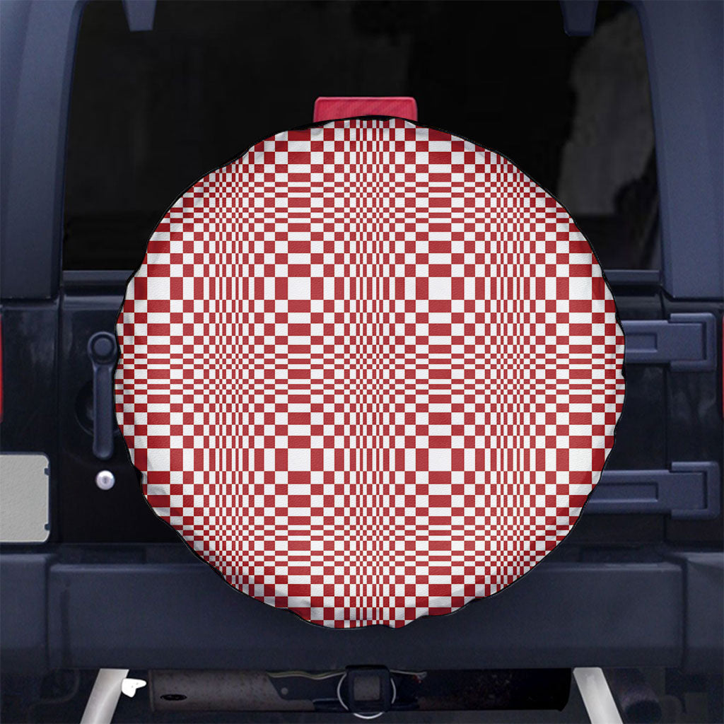 Red White Filipino Binakol Motifs Spare Tire Cover Mabuhay Philippines Festival Kusikus Pattern LT14 No hole Red - Polynesian Pride
