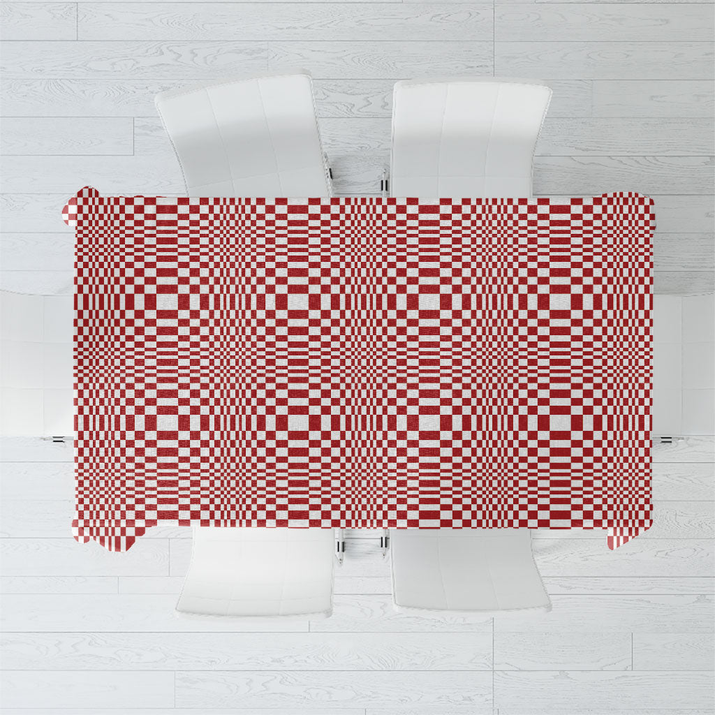 Red White Filipino Binakol Motifs Tablecloth Mabuhay Philippines Festival Kusikus Pattern LT14 Red - Polynesian Pride