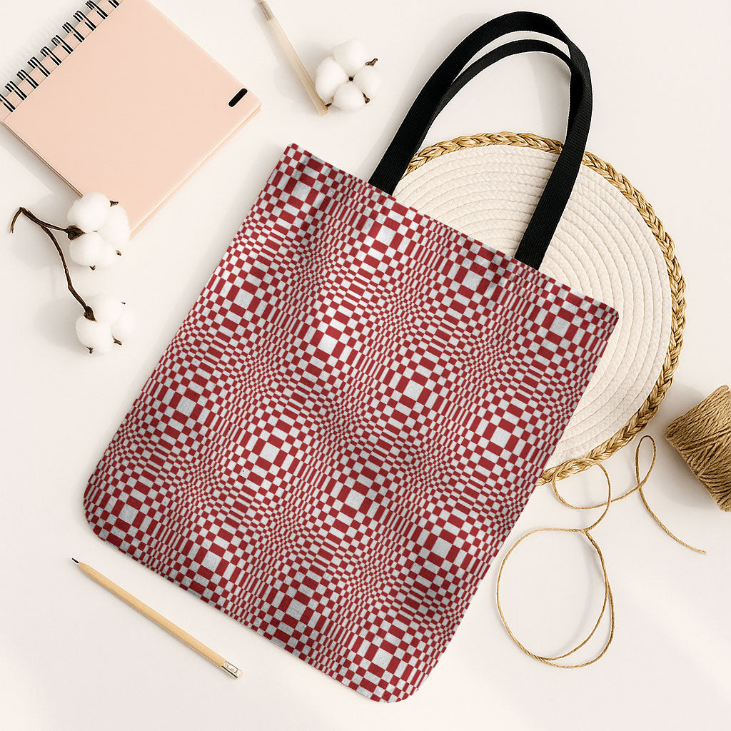 Red White Filipino Binakol Motifs Tote Bag Mabuhay Philippines Festival Kusikus Pattern LT14 Black Strap One Size Red - Polynesian Pride