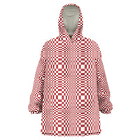 Red White Filipino Binakol Motifs Wearable Blanket Hoodie Mabuhay Philippines Festival Kusikus Pattern LT14 One Size Red - Polynesian Pride