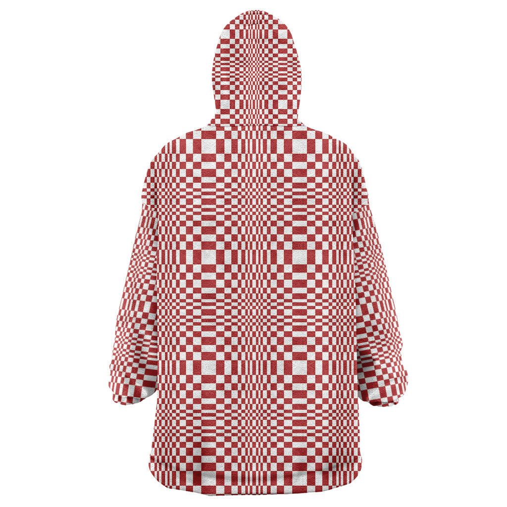 Red White Filipino Binakol Motifs Wearable Blanket Hoodie Mabuhay Philippines Festival Kusikus Pattern LT14 - Polynesian Pride