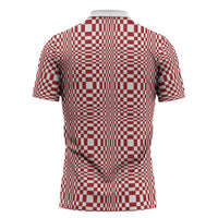 Red White Filipino Binakol Motifs Zipper Polo Shirt Mabuhay Philippines Festival Kusikus Pattern LT14 - Polynesian Pride