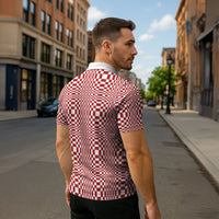 Red White Filipino Binakol Motifs Zipper Polo Shirt Mabuhay Philippines Festival Kusikus Pattern LT14 - Polynesian Pride