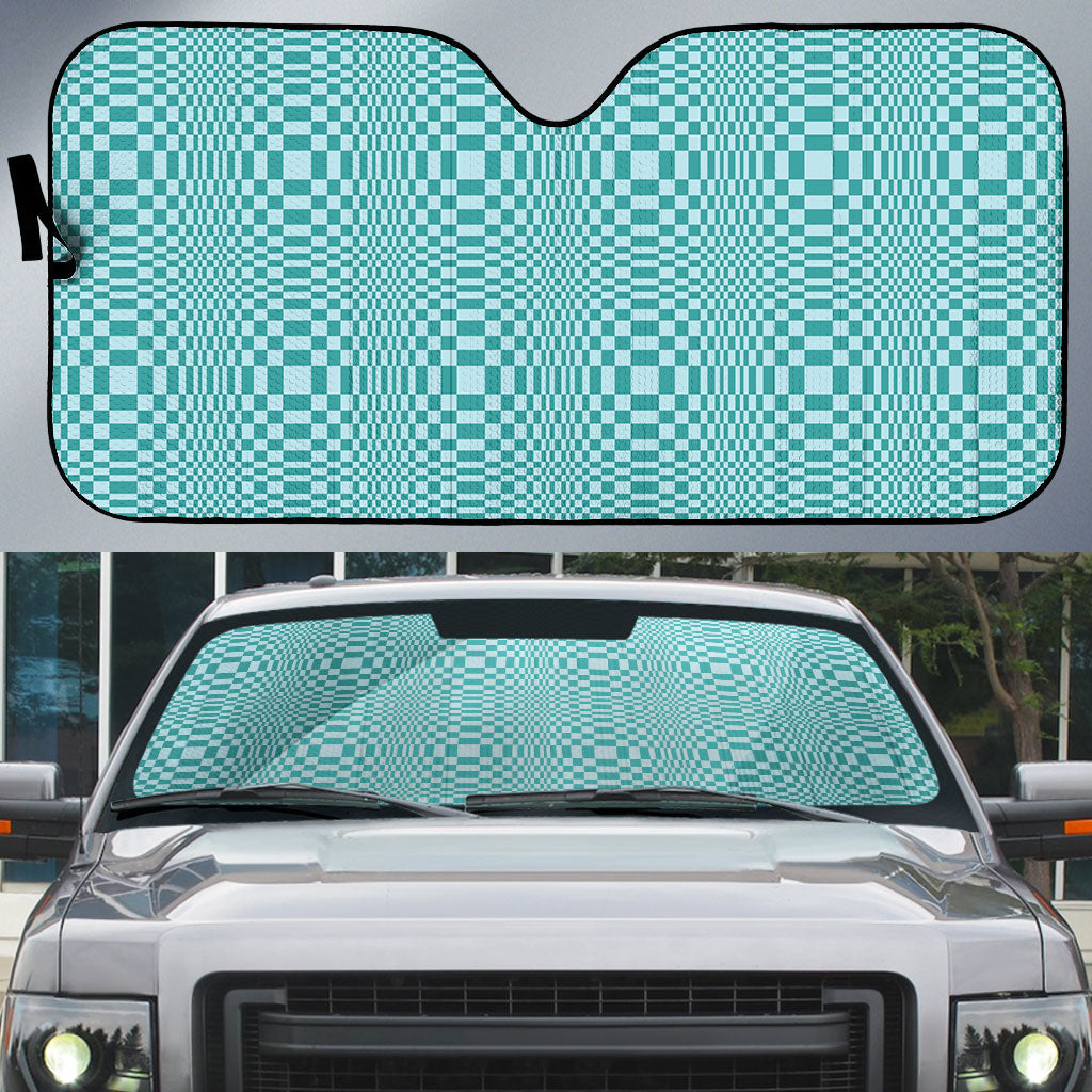 Cyan Filipino Binakol Motifs Auto Sun Shade Mabuhay Philippines Festival Kusikus Pattern