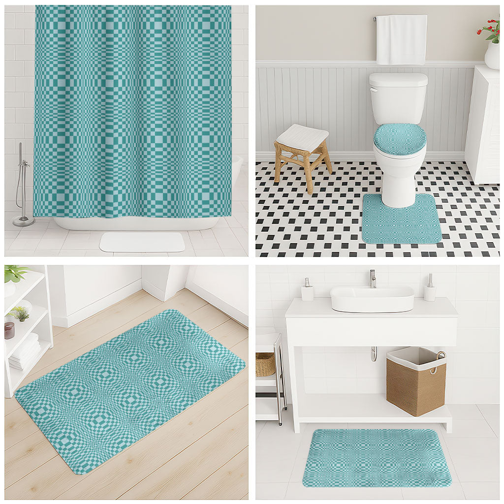 Cyan Filipino Binakol Motifs Bathroom Set Mabuhay Philippines Festival Kusikus Pattern LT14 - Polynesian Pride