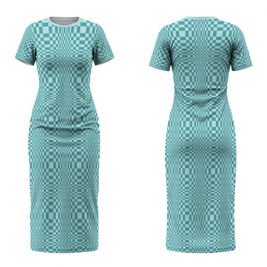 Cyan Filipino Binakol Motifs Couples Matching Short Sleeve Bodycon Dress and Hawaiian Shirt Mabuhay Philippines Festival Kusikus Pattern LT14 - Polynesian Pride