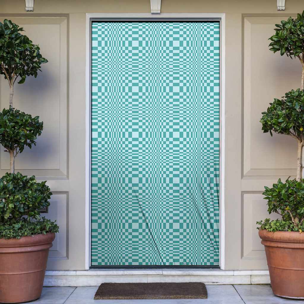 Cyan Filipino Binakol Motifs Door Cover Mabuhay Philippines Festival Kusikus Pattern LT14 Cyan - Polynesian Pride