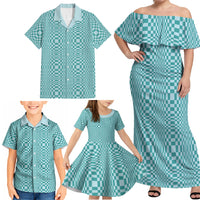 Cyan Filipino Binakol Motifs Family Matching Off Shoulder Maxi Dress and Hawaiian Shirt Mabuhay Philippines Festival Kusikus Pattern LT14 - Polynesian Pride