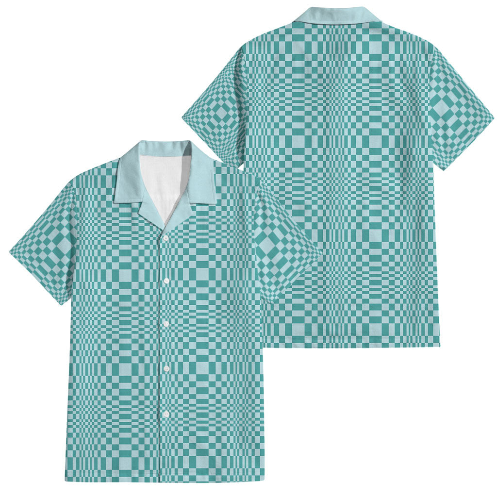Cyan Filipino Binakol Motifs Family Matching Off Shoulder Maxi Dress and Hawaiian Shirt Mabuhay Philippines Festival Kusikus Pattern LT14 Dad's Shirt - Short Sleeve Cyan - Polynesian Pride
