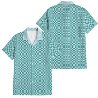 Cyan Filipino Binakol Motifs Family Matching Off Shoulder Maxi Dress and Hawaiian Shirt Mabuhay Philippines Festival Kusikus Pattern LT14 Dad's Shirt - Short Sleeve Cyan - Polynesian Pride
