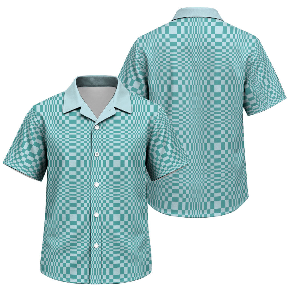 Cyan Filipino Binakol Motifs Family Matching Off Shoulder Maxi Dress and Hawaiian Shirt Mabuhay Philippines Festival Kusikus Pattern LT14 Son's Shirt Cyan - Polynesian Pride