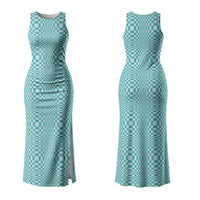 Cyan Filipino Binakol Motifs Family Matching Tank Maxi Dress and Hawaiian Shirt Mabuhay Philippines Festival Kusikus Pattern LT14 Mom's Dress Cyan - Polynesian Pride