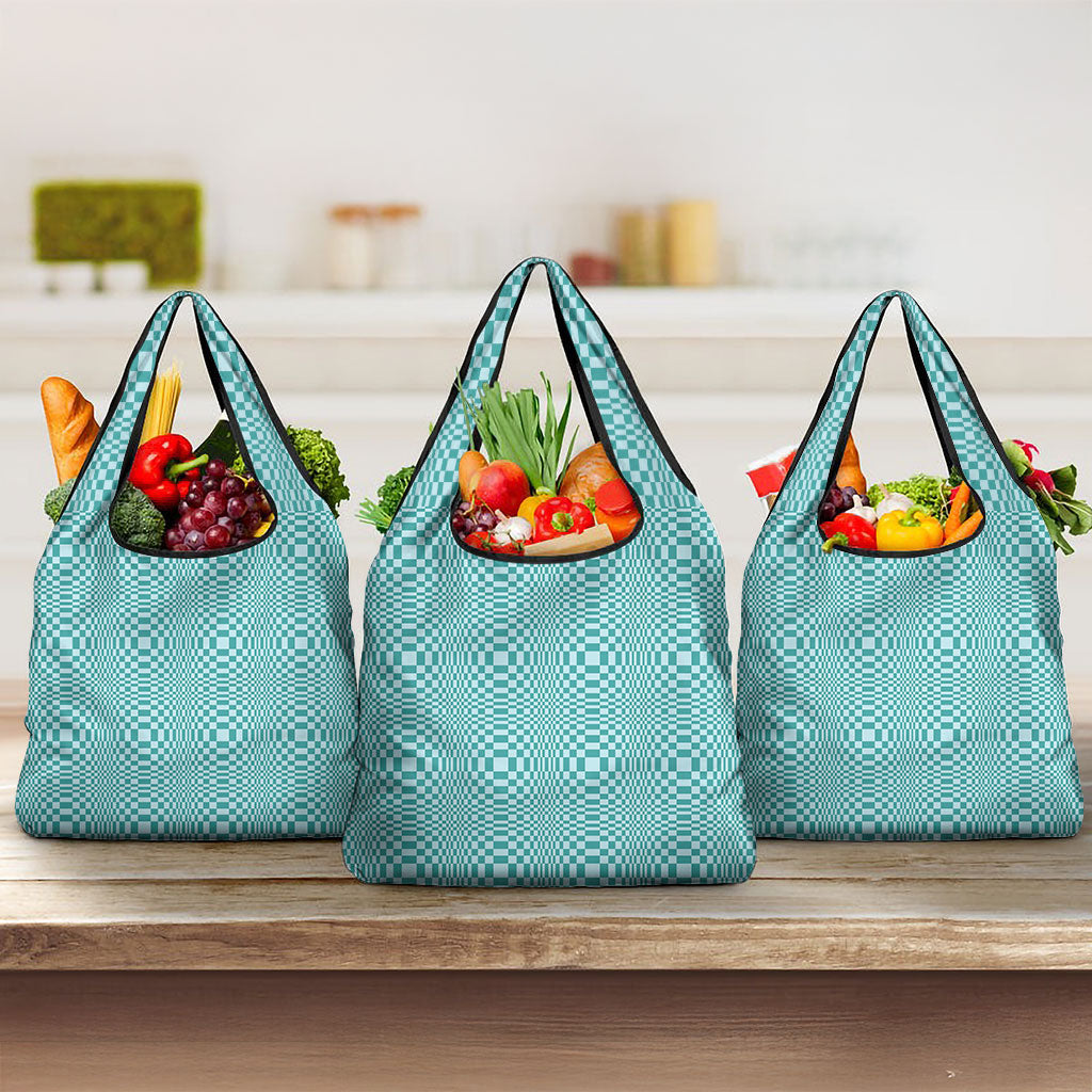 Cyan Filipino Binakol Motifs Grocery Bag Mabuhay Philippines Festival Kusikus Pattern LT14 3-pack One Size Cyan - Polynesian Pride