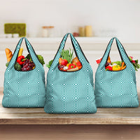 Cyan Filipino Binakol Motifs Grocery Bag Mabuhay Philippines Festival Kusikus Pattern LT14 3-pack One Size Cyan - Polynesian Pride