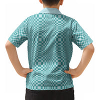 Cyan Filipino Binakol Motifs Kid Hawaiian Shirt Mabuhay Philippines Festival Kusikus Pattern LT14 - Polynesian Pride