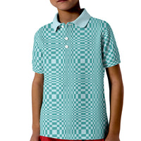 Cyan Filipino Binakol Motifs Kid Polo Shirt Mabuhay Philippines Festival Kusikus Pattern LT14 Kid Cyan - Polynesian Pride