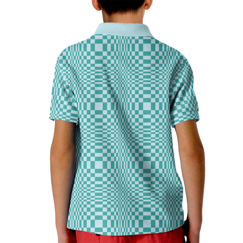 Cyan Filipino Binakol Motifs Kid Polo Shirt Mabuhay Philippines Festival Kusikus Pattern LT14 - Polynesian Pride