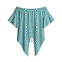Cyan Filipino Binakol Motifs Off Shoulder Wrap Waist Top Mabuhay Philippines Festival Kusikus Pattern LT14 - Polynesian Pride