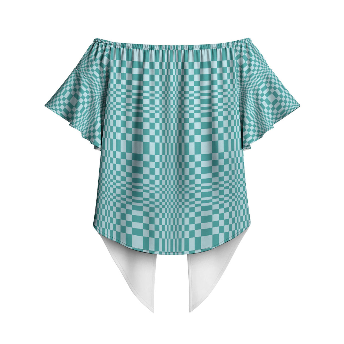 Cyan Filipino Binakol Motifs Off Shoulder Wrap Waist Top Mabuhay Philippines Festival Kusikus Pattern LT14 - Polynesian Pride