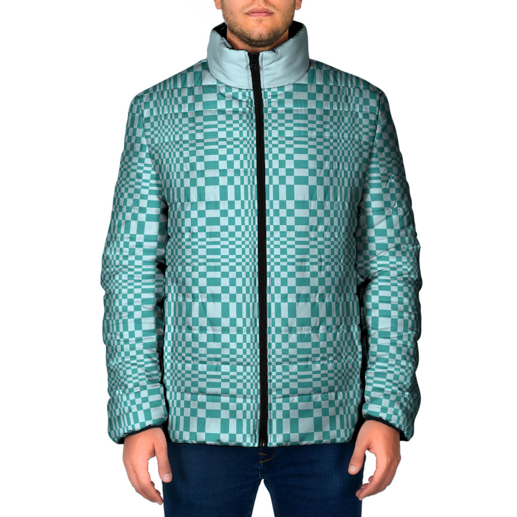 Cyan Filipino Binakol Motifs Padded Jacket Mabuhay Philippines Festival Kusikus Pattern LT14 Men Cyan - Polynesian Pride