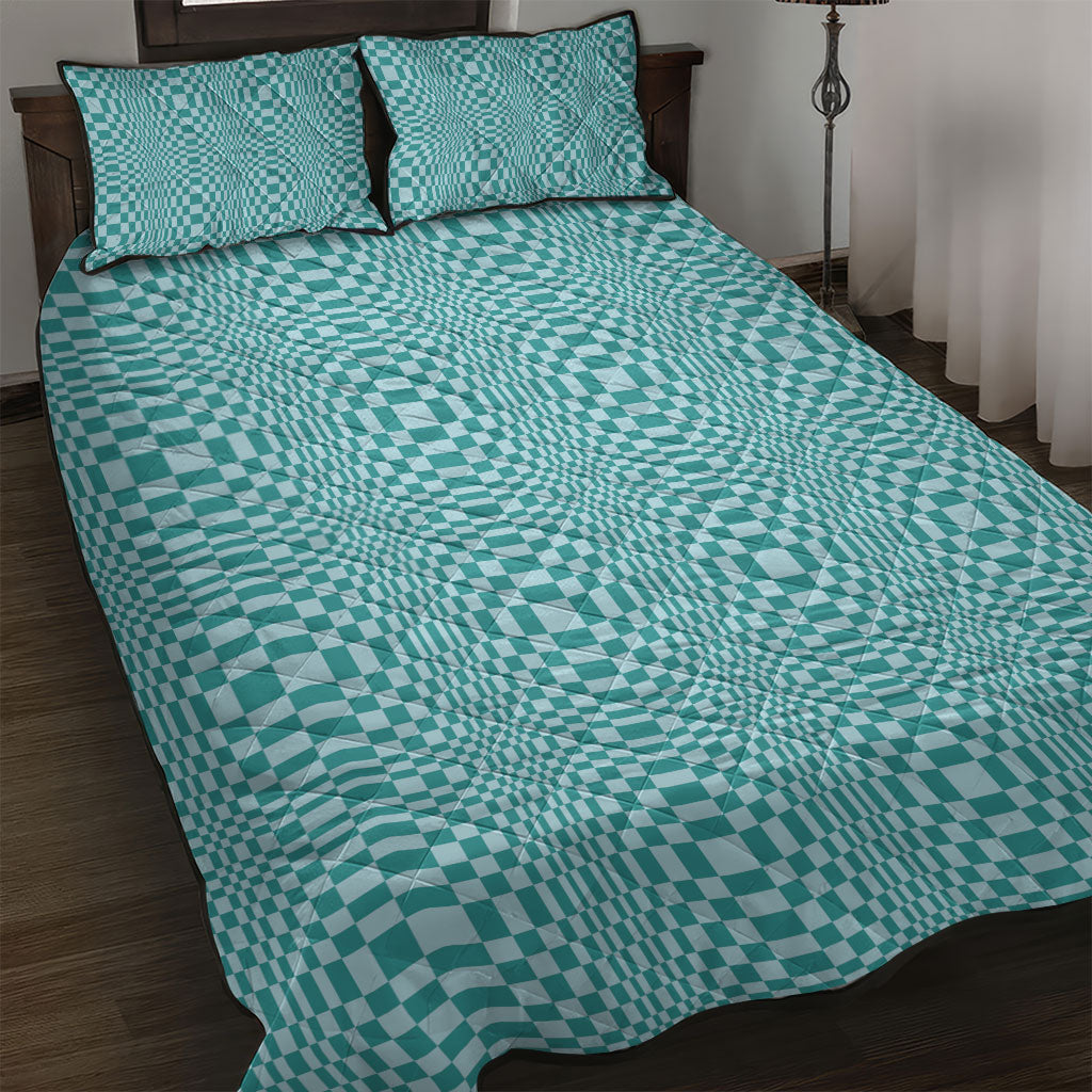 Cyan Filipino Binakol Motifs Quilt Bed Set Mabuhay Philippines Festival Kusikus Pattern LT14 Cyan - Polynesian Pride