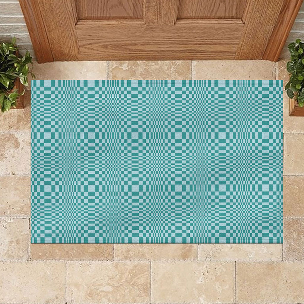 Cyan Filipino Binakol Motifs Rubber Doormat Mabuhay Philippines Festival Kusikus Pattern LT14 Cyan - Polynesian Pride